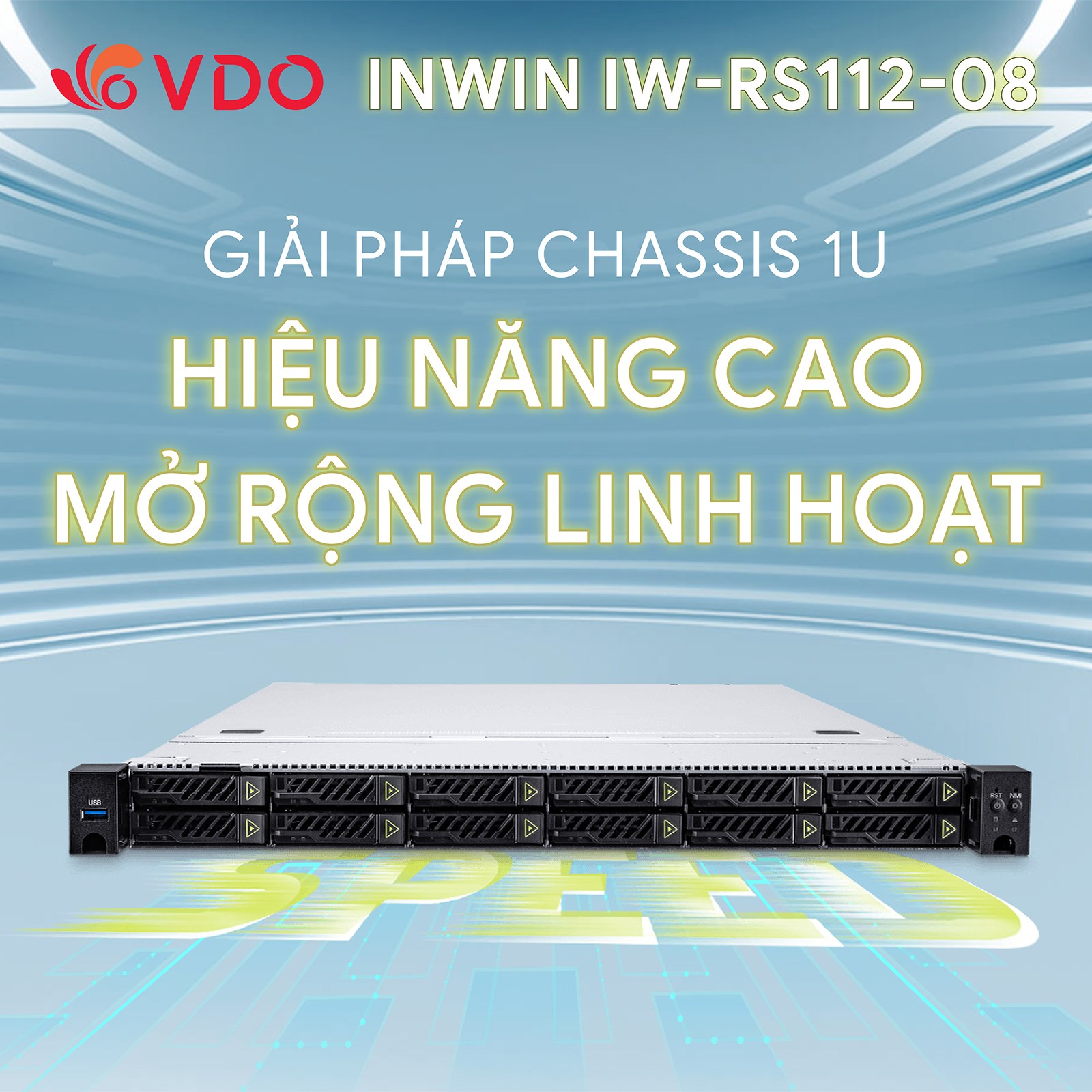 INWIN IW-RS112-08 – Chassis 1U Hybrid Hiệu Suất Cao